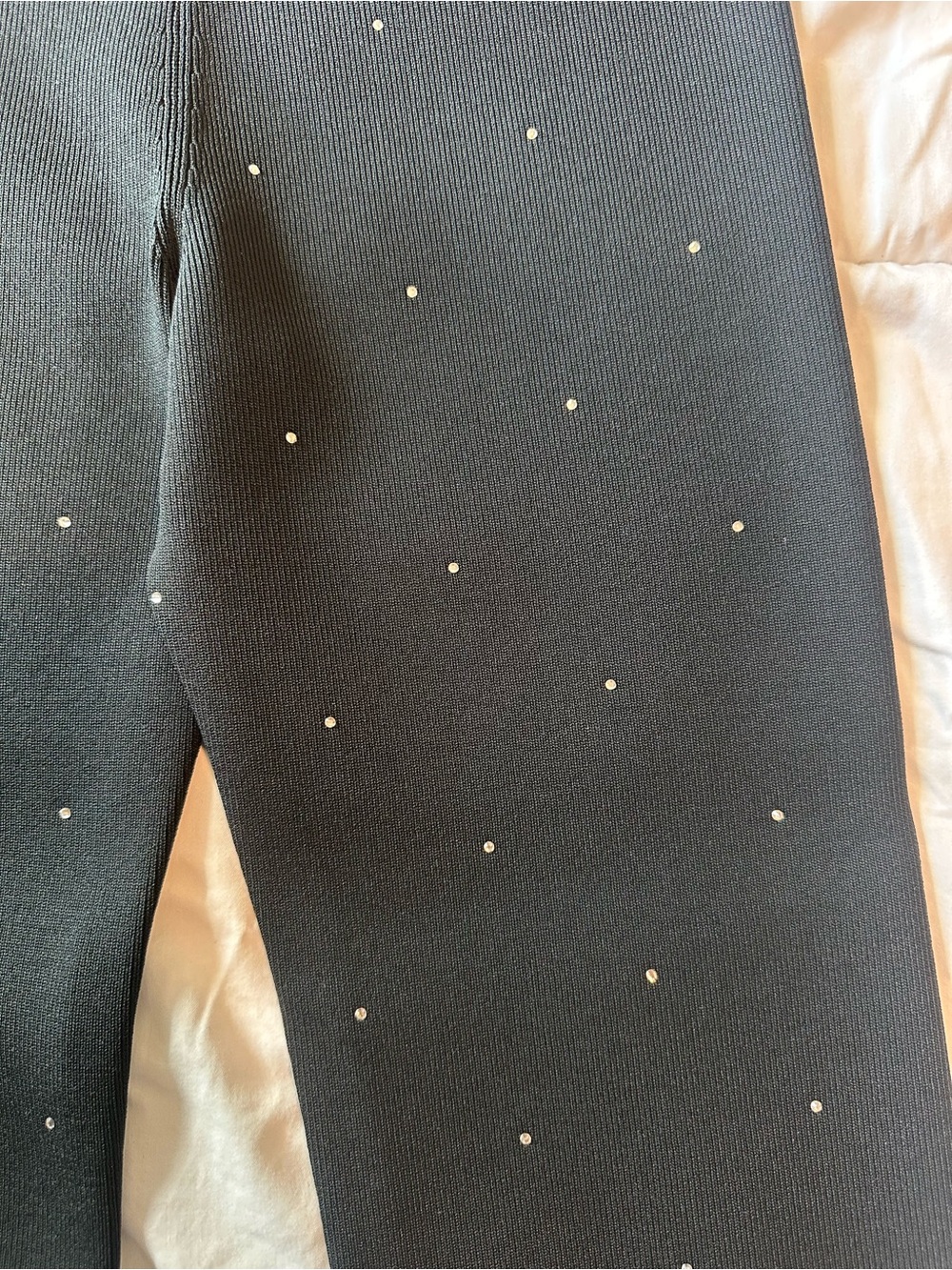 Black Embellished Ribbed Capris - Picture 4 of 4